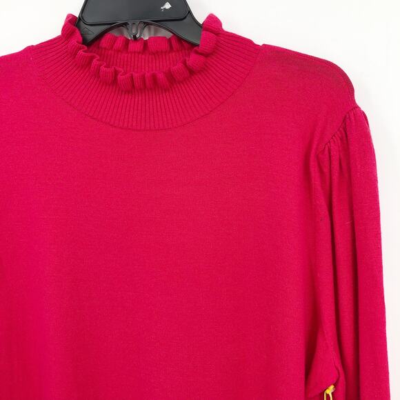 CECE Ruffled Sweater Dress Small Pink Long Sleeve Mock Neck NWT - Picture 5 of 10